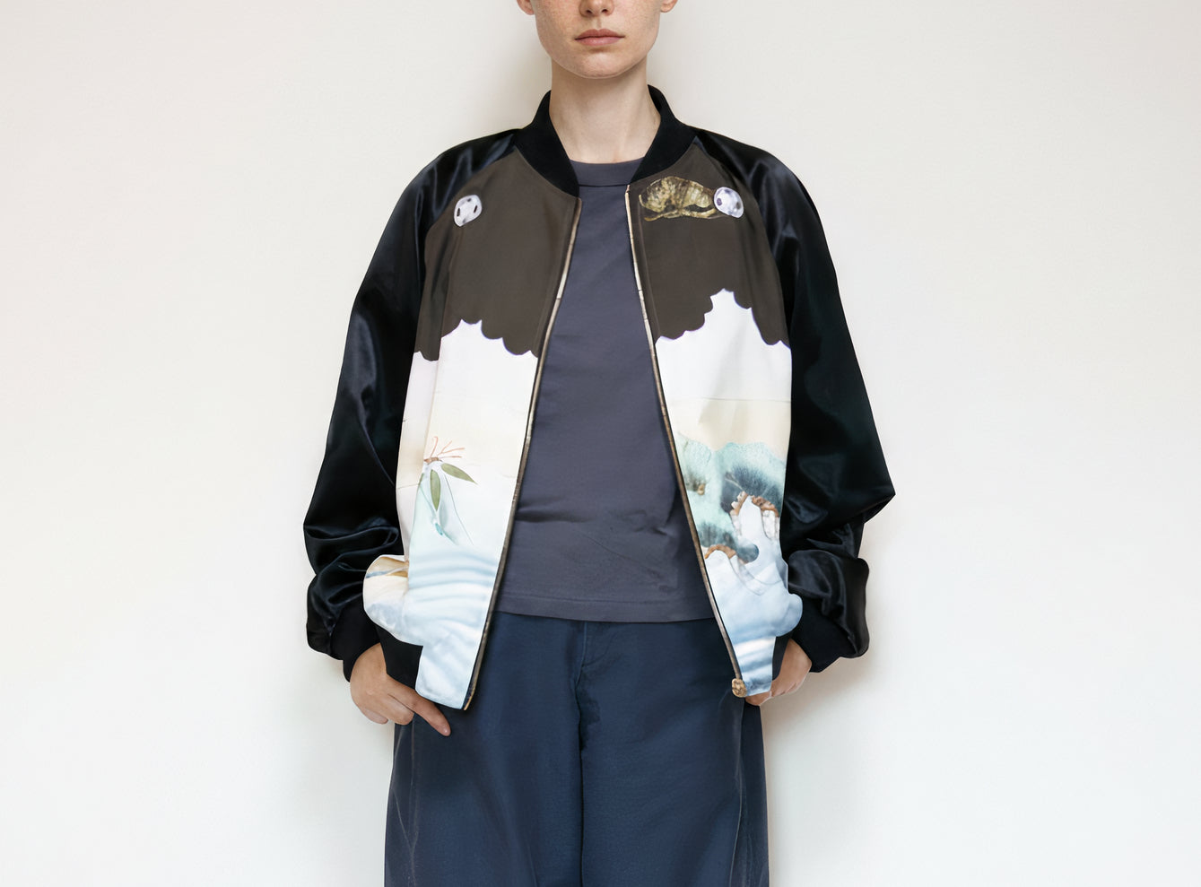 <J09-030> KIMONO BOMBER Jacket  -Mens M  Ladys XL