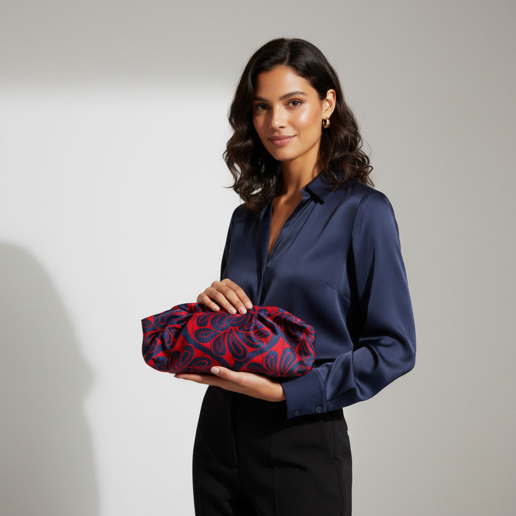 <B10C> COVENT GAEDEN RED CLUTCH BAG