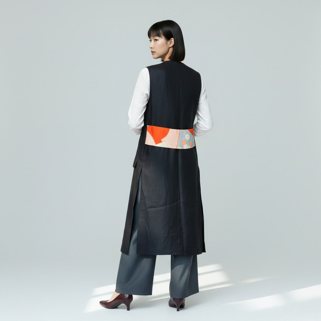 <V01-024> KIMONO Gilet Black