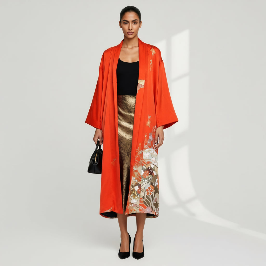 KIMONO Long COAT -ORANGE