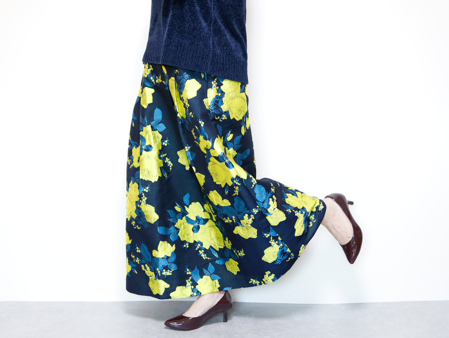 <S17RY90> EUROPEAN ROSE YELLOW WOVEN Skirt  -Length 90cm