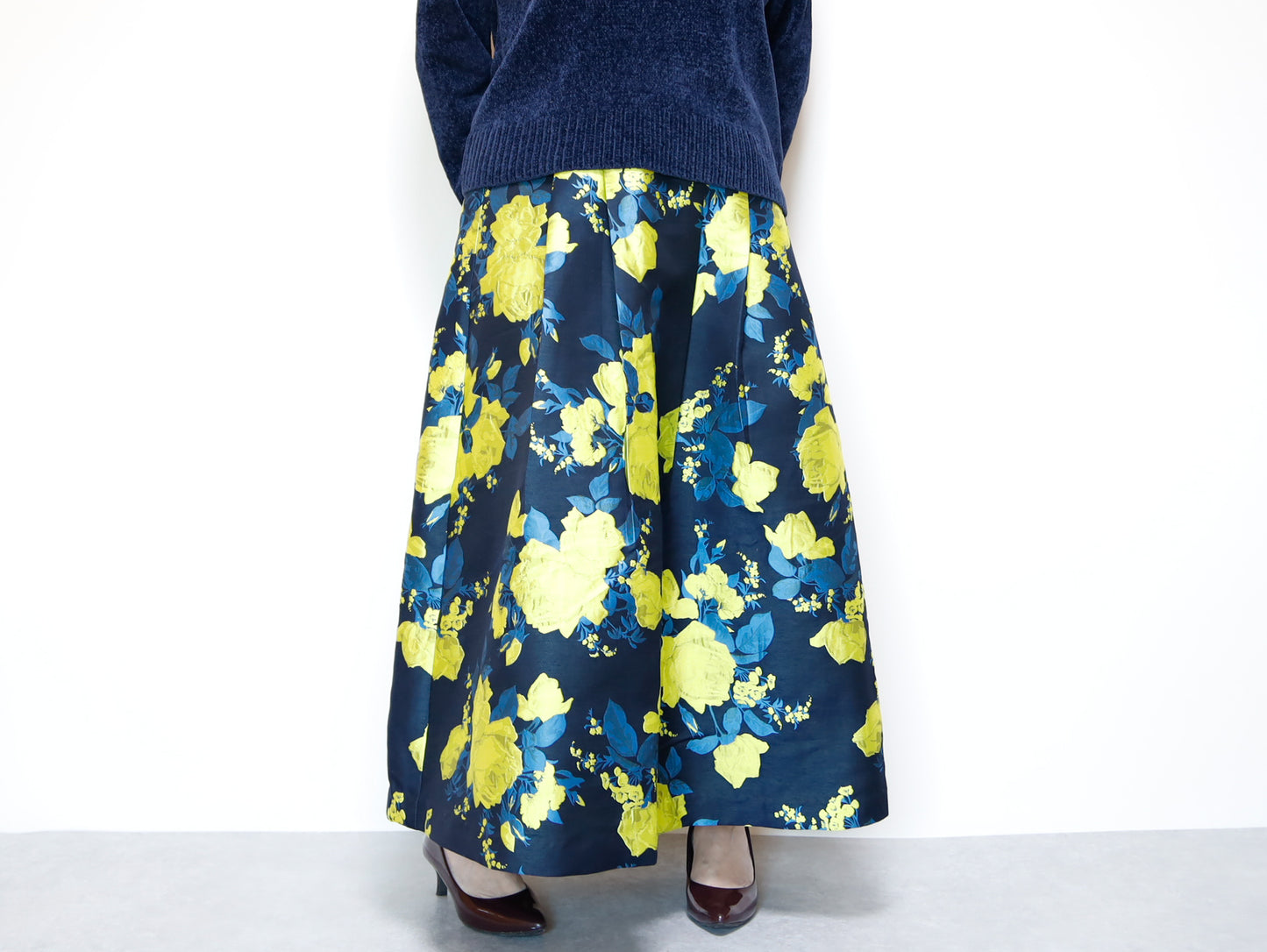 <S17RY90> EUROPEAN ROSE YELLOW WOVEN Skirt  -Length 90cm