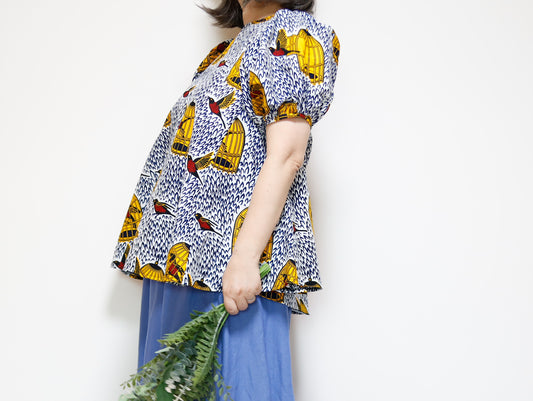 <T39J-003>  AFRICAN PRINT BLOUSE