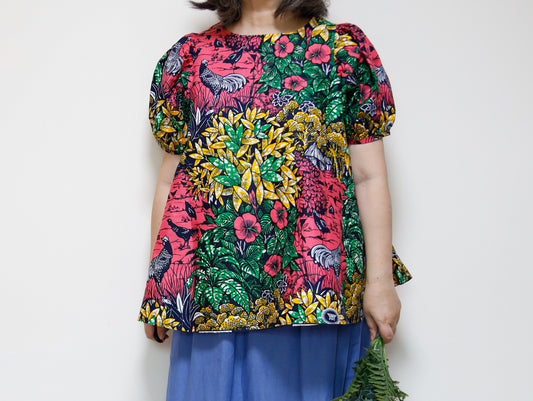 <T39J-001>  AFRICAN PRINT BLOUSE