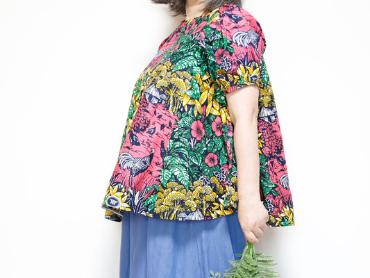 <T39J-001>  AFRICAN PRINT BLOUSE