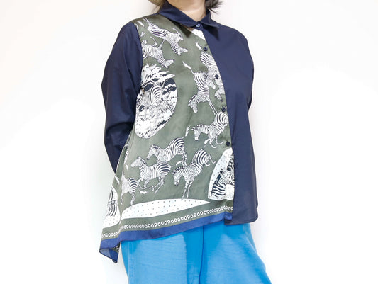 <T34-004>   PRINTED  SCARF Shirt