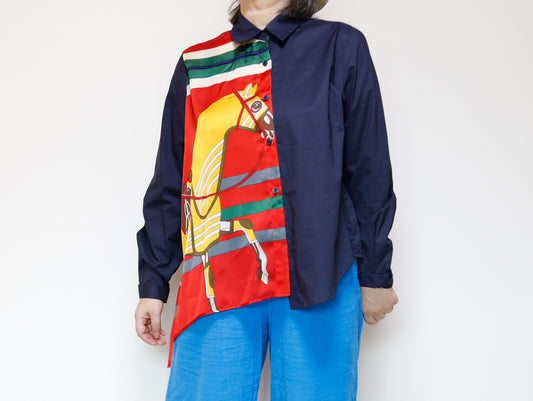 <T34-005>   PRINTED  SCARF Shirt