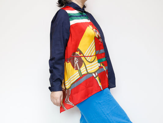 <T34-005>   PRINTED  SCARF Shirt