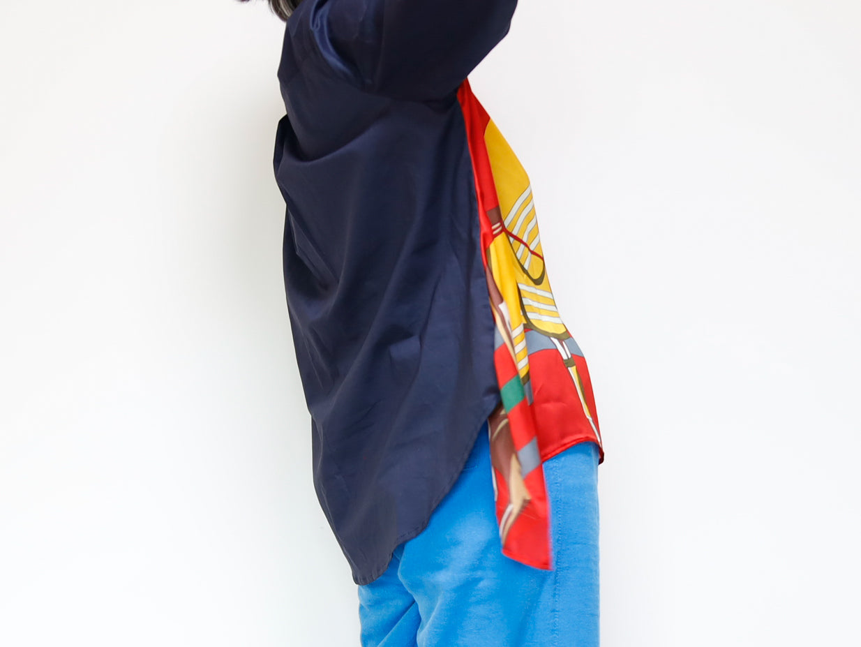 <T34-004>   PRINTED  SCARF Shirt