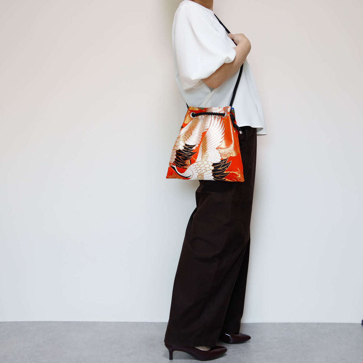 FUJIYAMA Bag L  -KIMONO 鶴