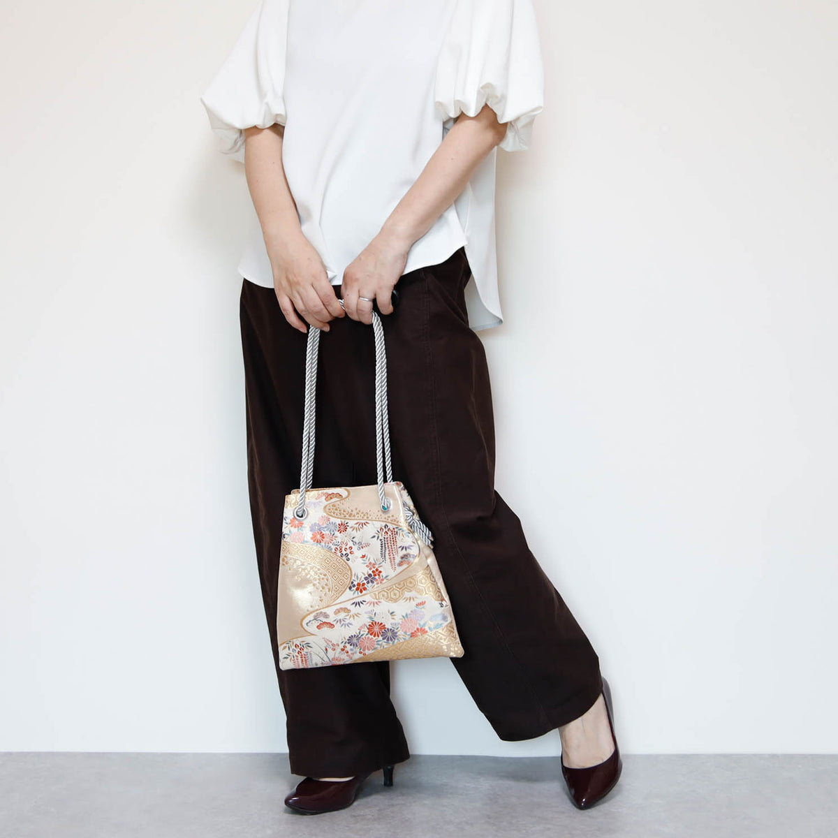 FUJIYAMA Bag L  -KIMONO ホワイトゴールド