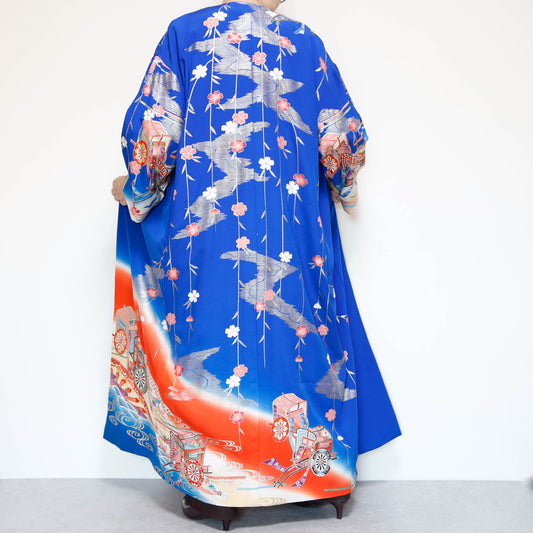 KIMONO ガウンコート -ブルー