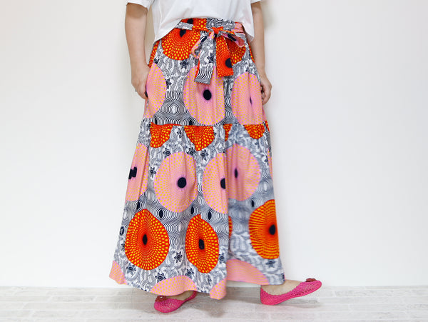 <S39J-003> AFRICAN PRINTED Skirt  -Length 90cm