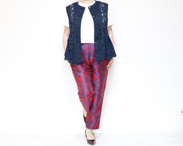 <V02L> PEPLUM VEST LACE