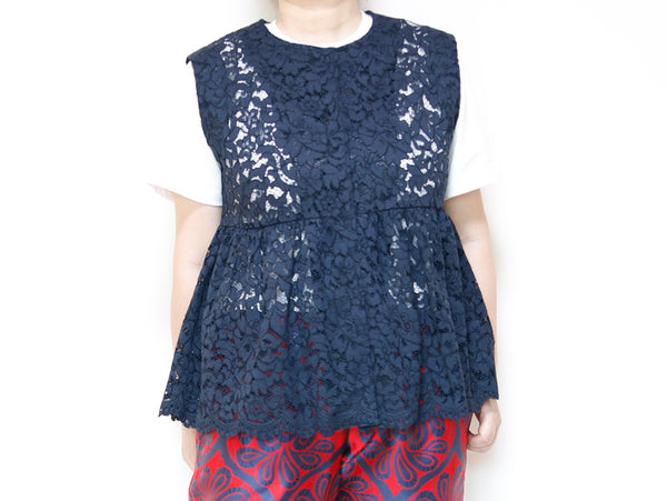 <V02L> PEPLUM VEST LACE