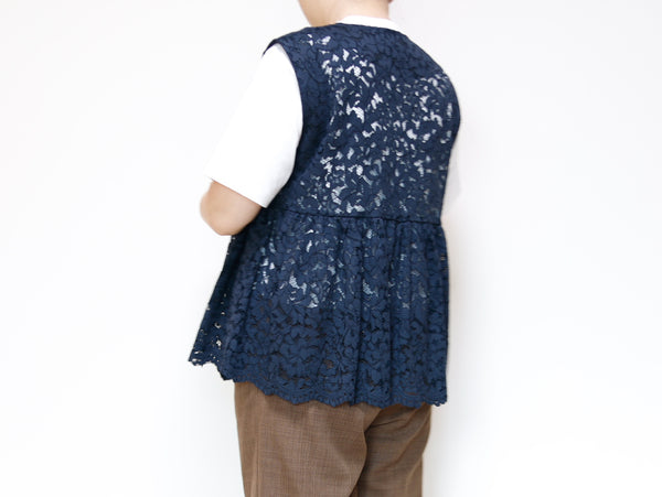 <V02L> PEPLUM VEST LACE