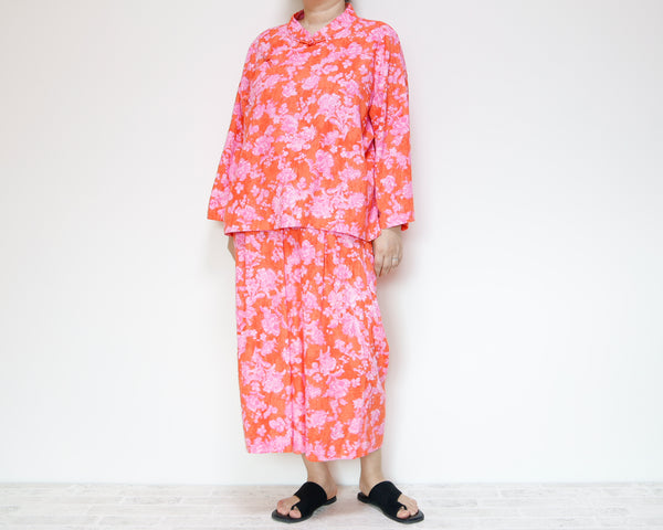 <P09R> GAUCHO FLOWER PRINTED LINEN