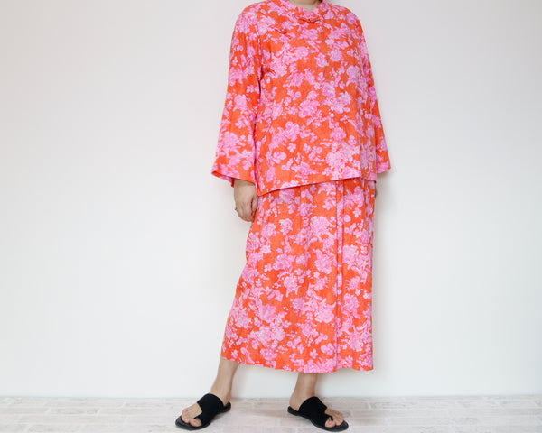 <P09R> GAUCHO FLOWER PRINTED LINEN