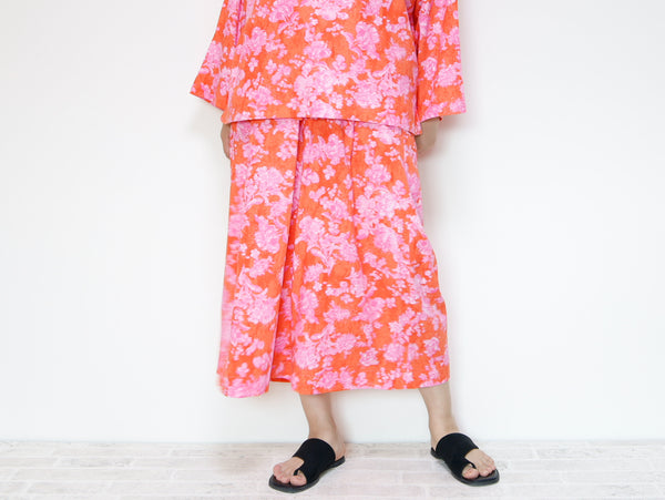 <P09R> GAUCHO FLOWER PRINTED LINEN