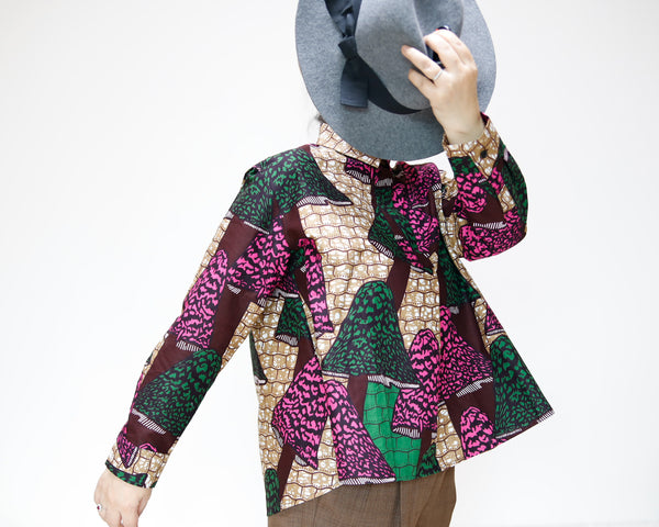 <T17J-019> AFRICAN PRINTED FRONT TUCK Shirt