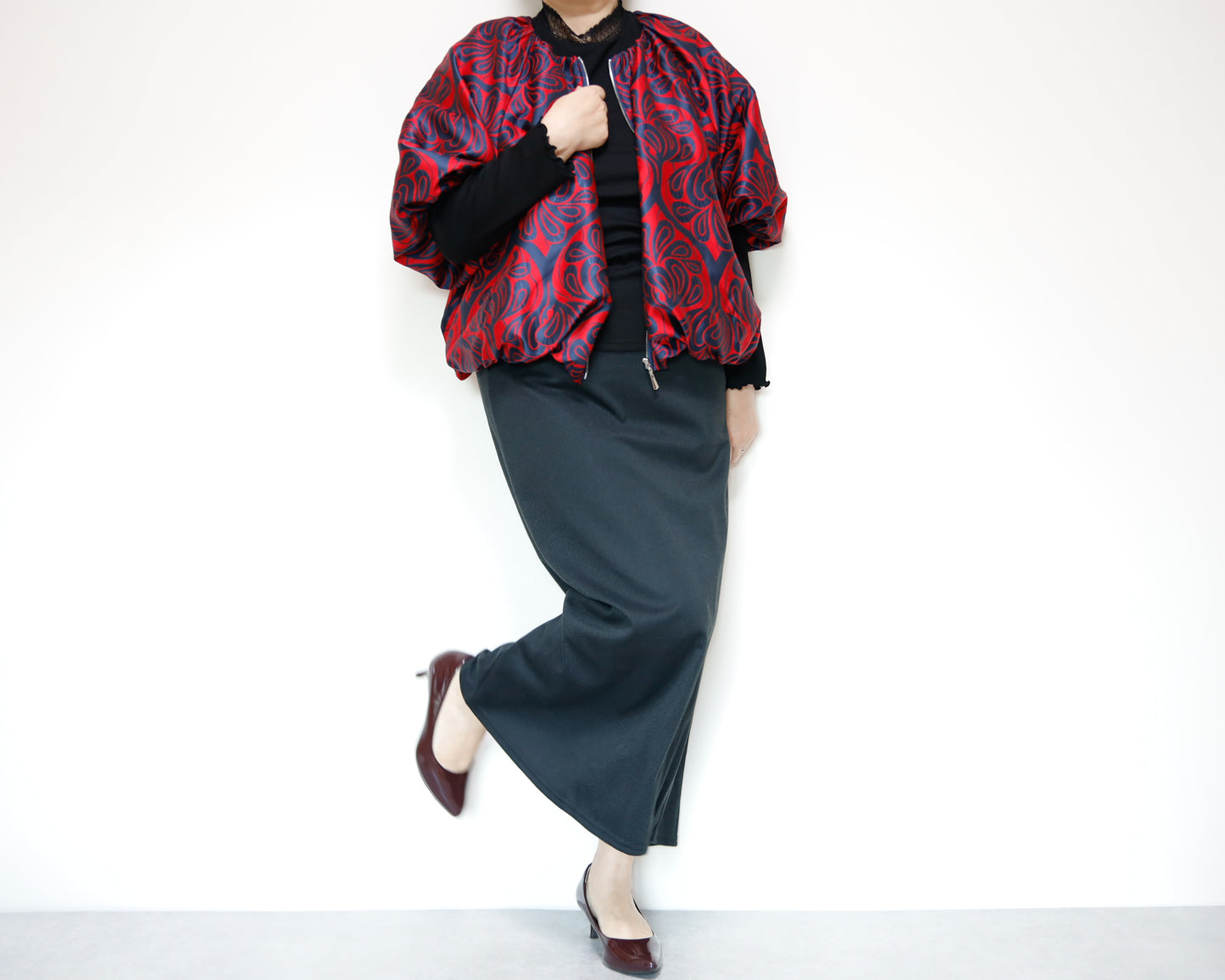 <J18C>  BALLOON Jacket -COVENT GARDEN RED