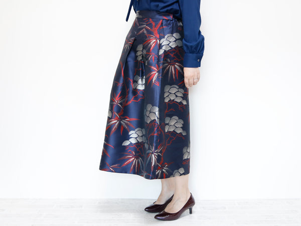 <S17BR80>KABUKI WOVEN TEXTILE Skirt  -Length 80cm