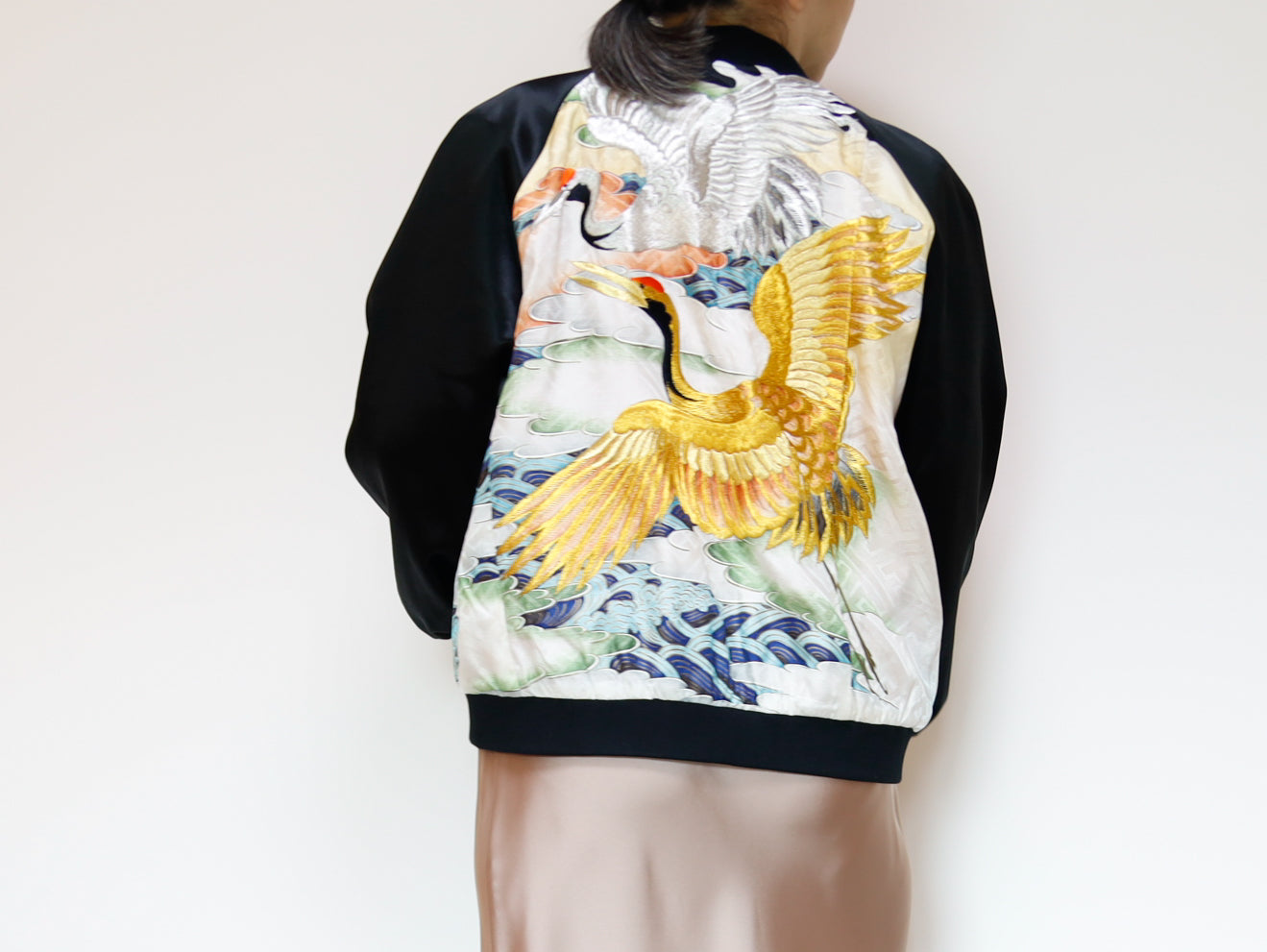 <J09-027> ヴィンテージ着物を使ったブルゾン 