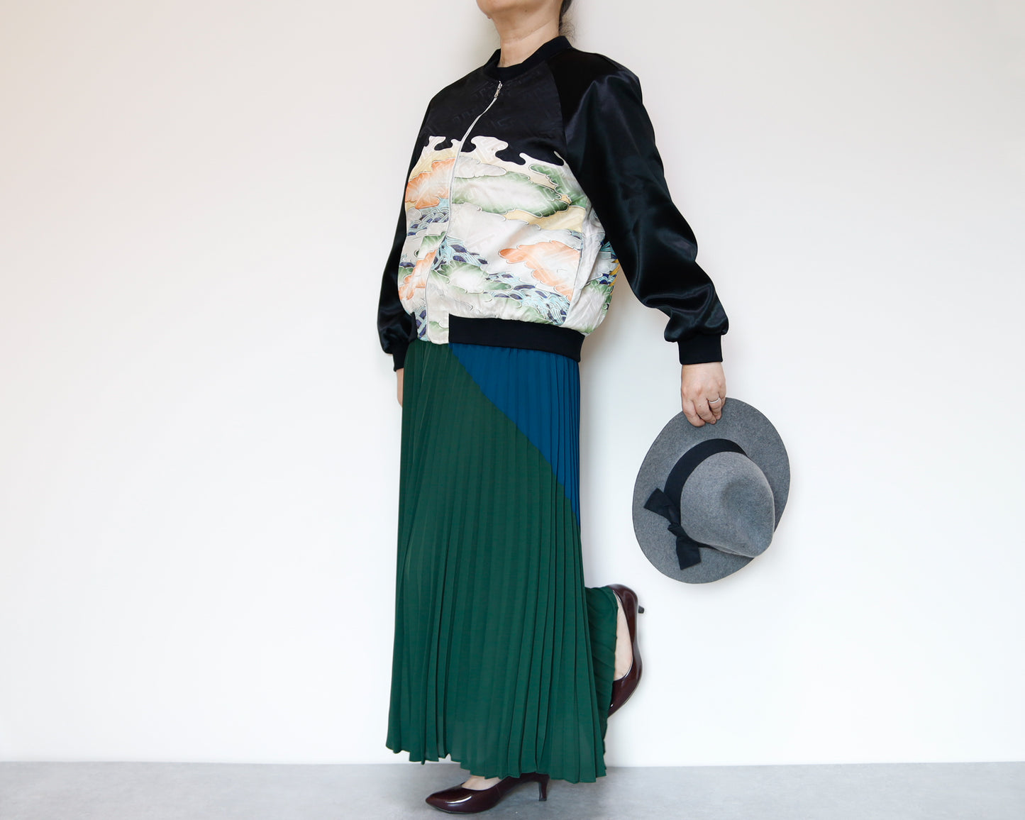 <J09-027> ヴィンテージ着物を使ったブルゾン 