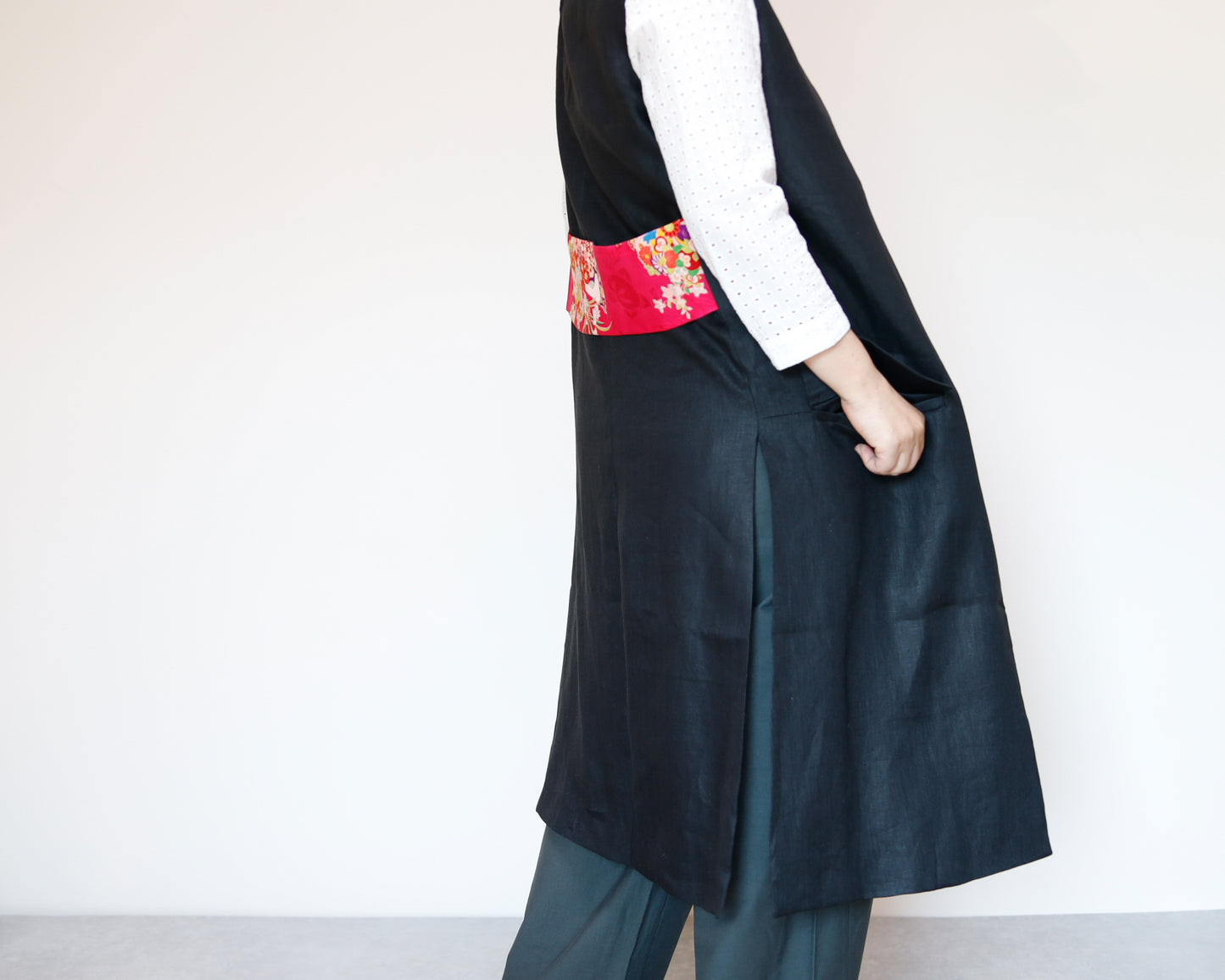 <V01-023> KIMONO Gilet Black