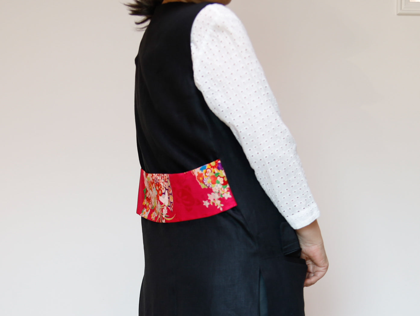 <V01-023> KIMONO Gilet Black