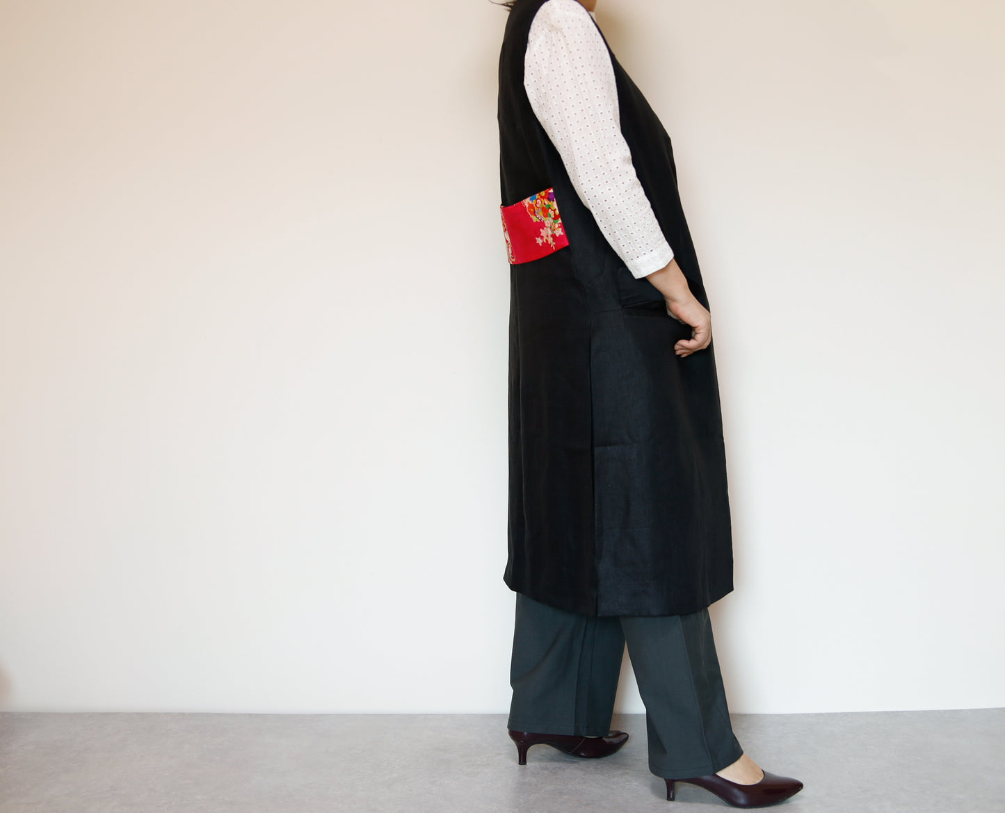 <V01-023> KIMONO Gilet Black