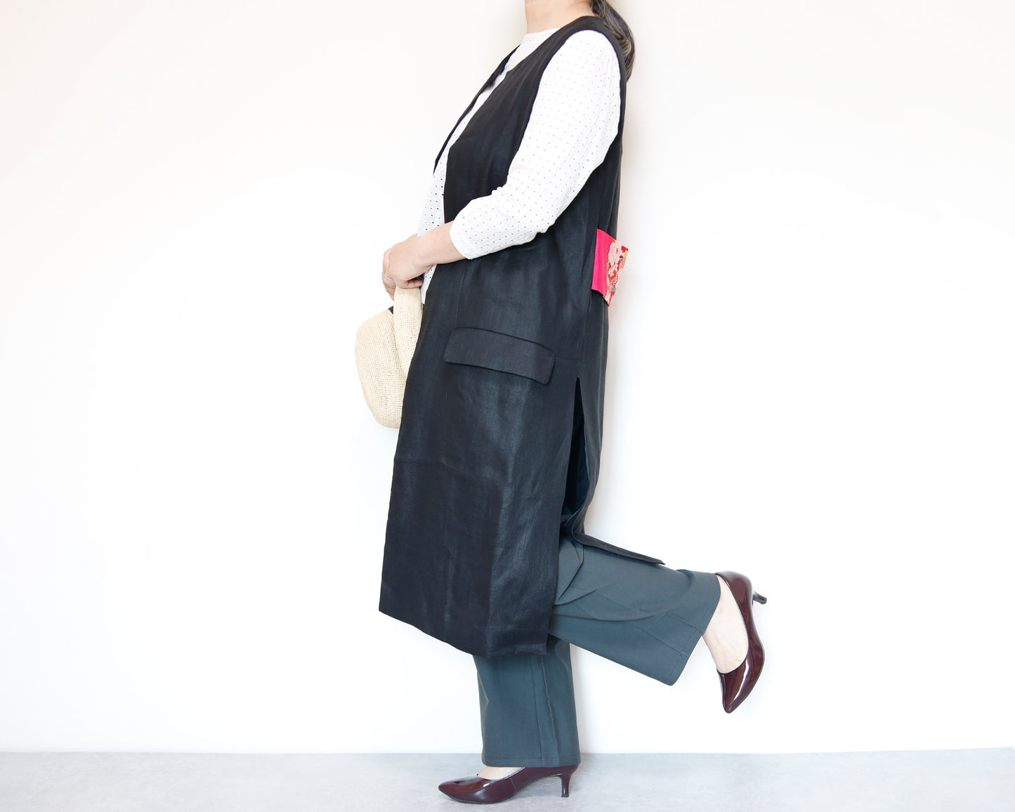 <V01-023> KIMONO Gilet Black