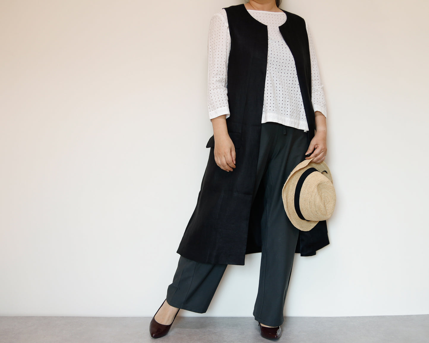 <V01-025> KIMONO Gilet Black