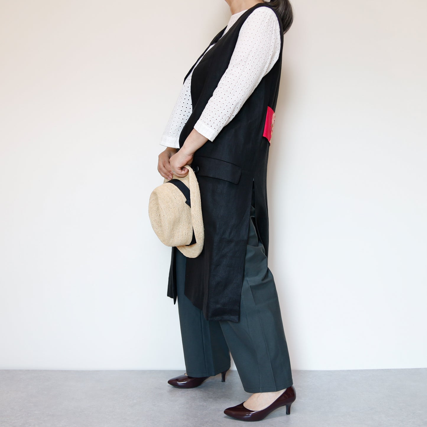 <V01-023> KIMONO Gilet Black