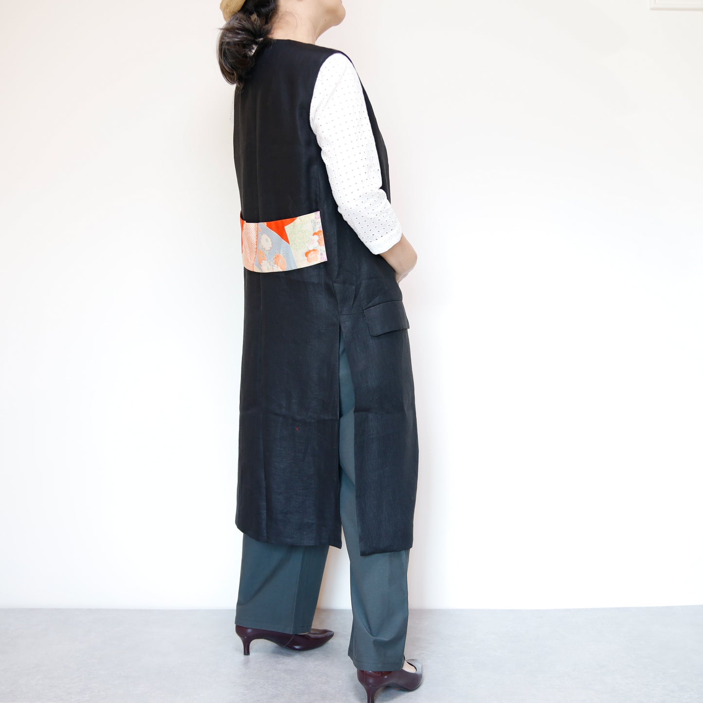 <V01-024> KIMONO Gilet Black