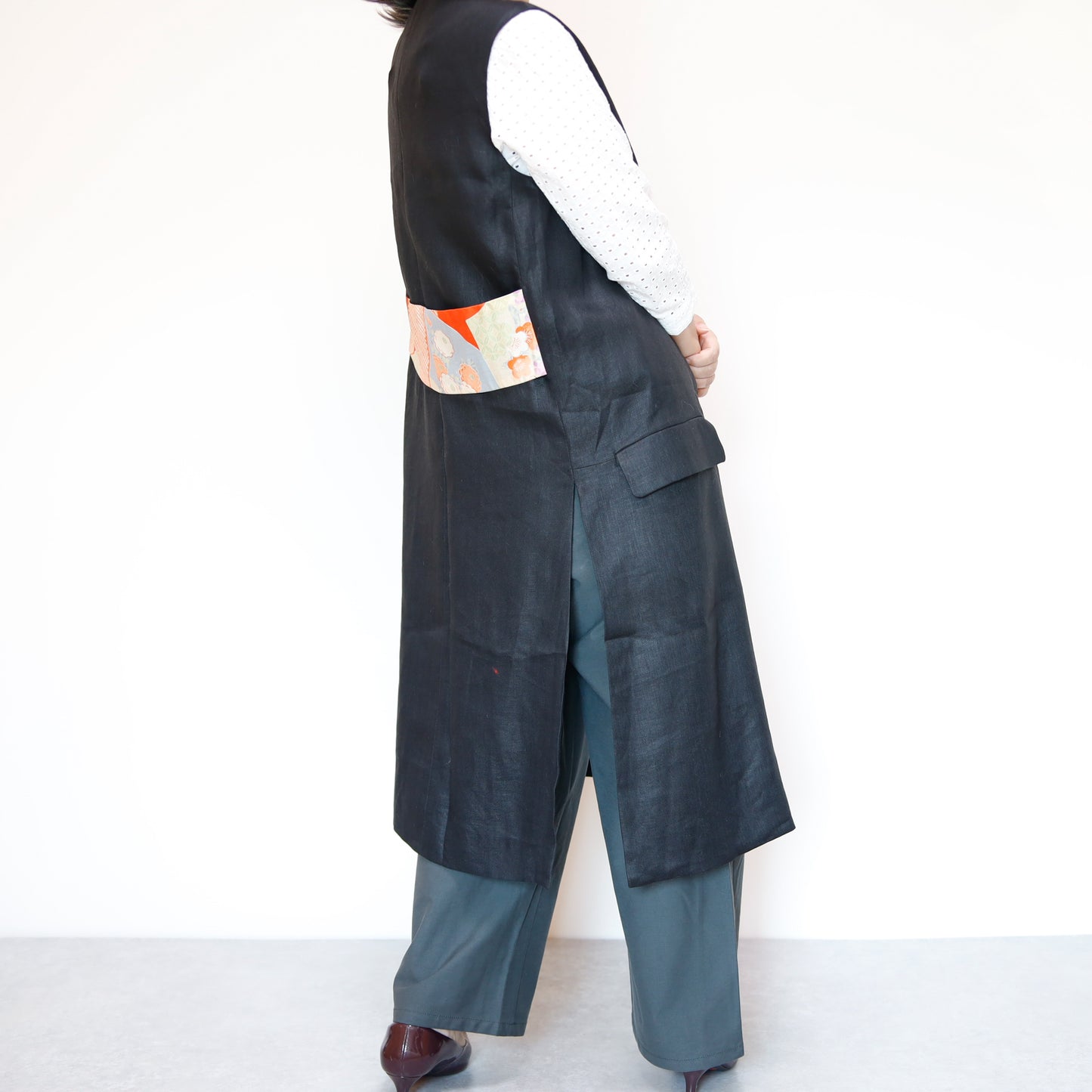 <V01-024> KIMONO Gilet Black