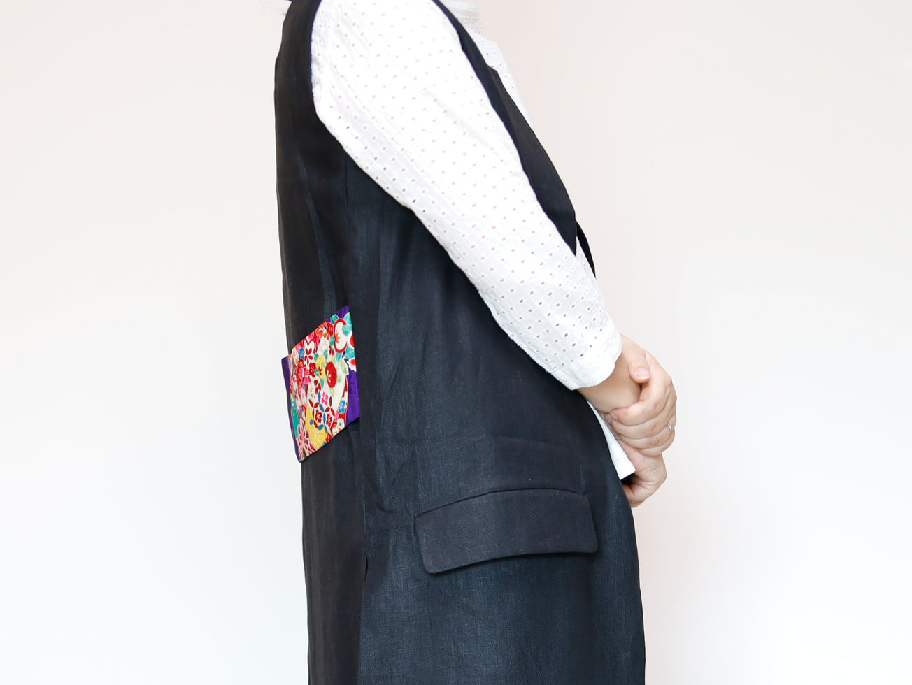 <V01-025> KIMONO Gilet Black