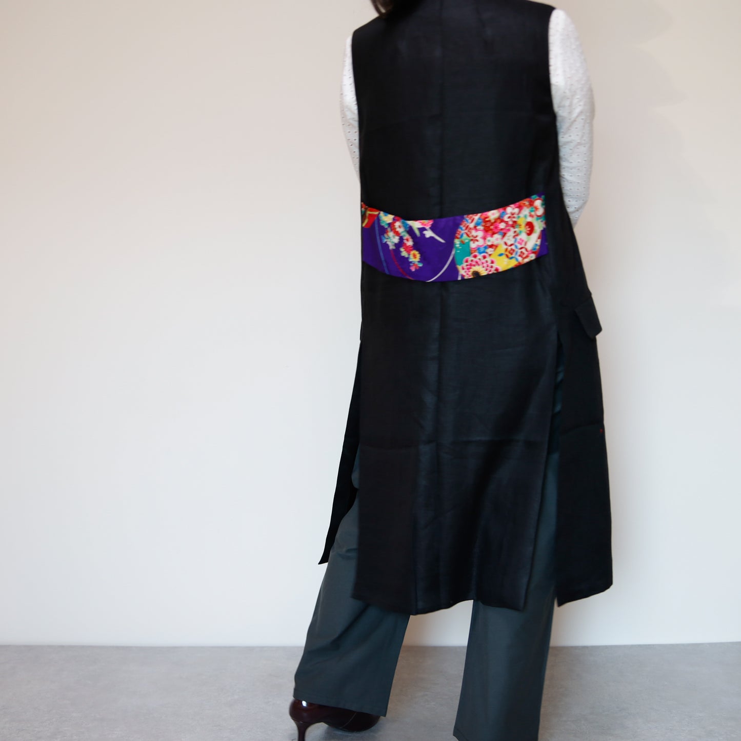 <V01-025> KIMONO Gilet Black