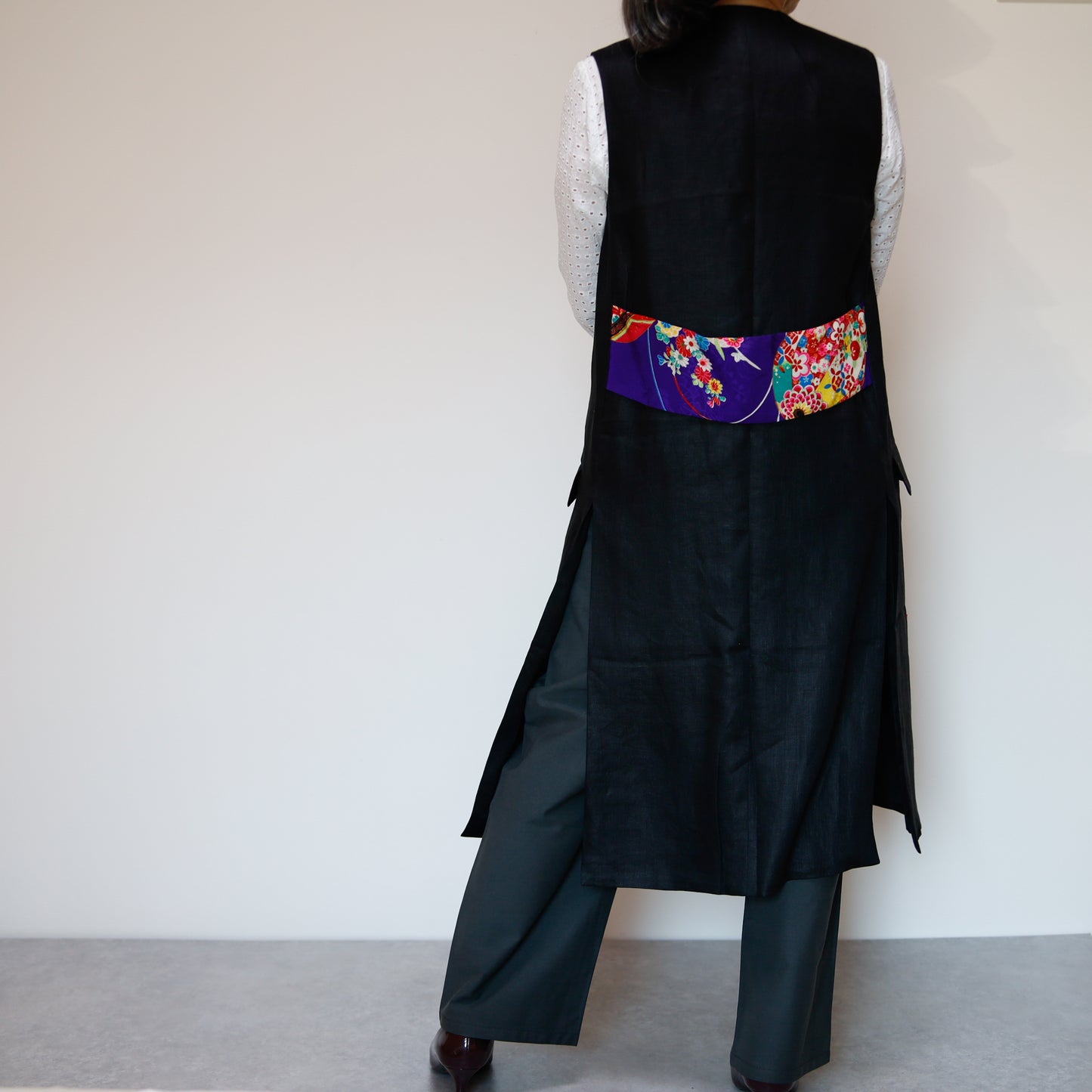 <V01-025> KIMONO Gilet Black