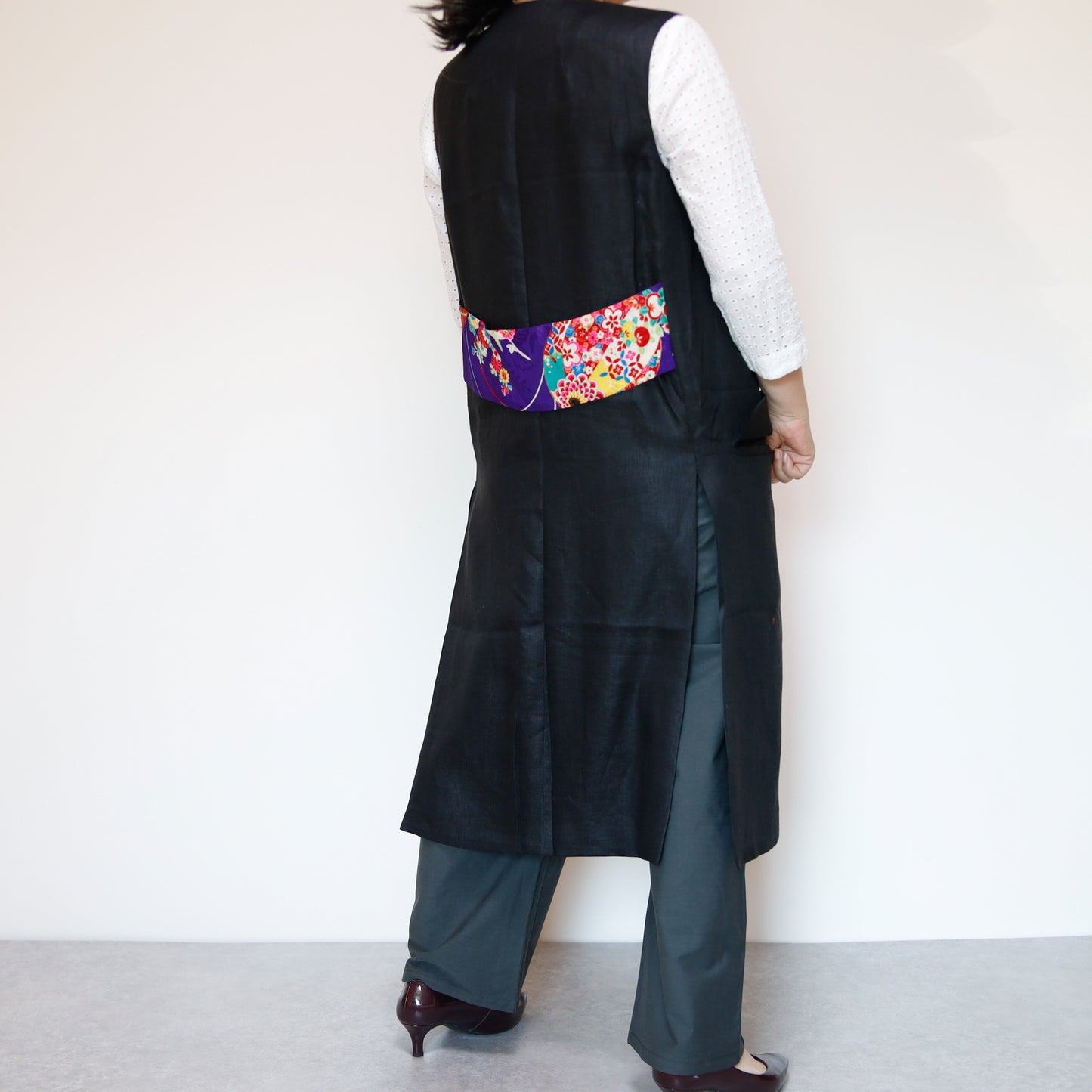 <V01-025> KIMONO Gilet Black