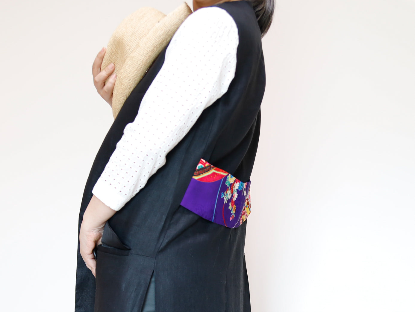 <V01-025> KIMONO Gilet Black