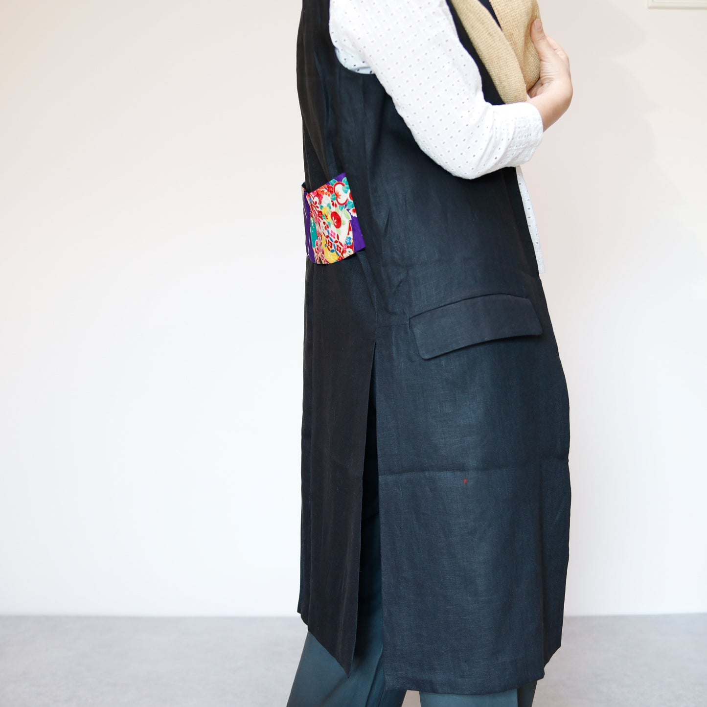 <V01-025> KIMONO Gilet Black