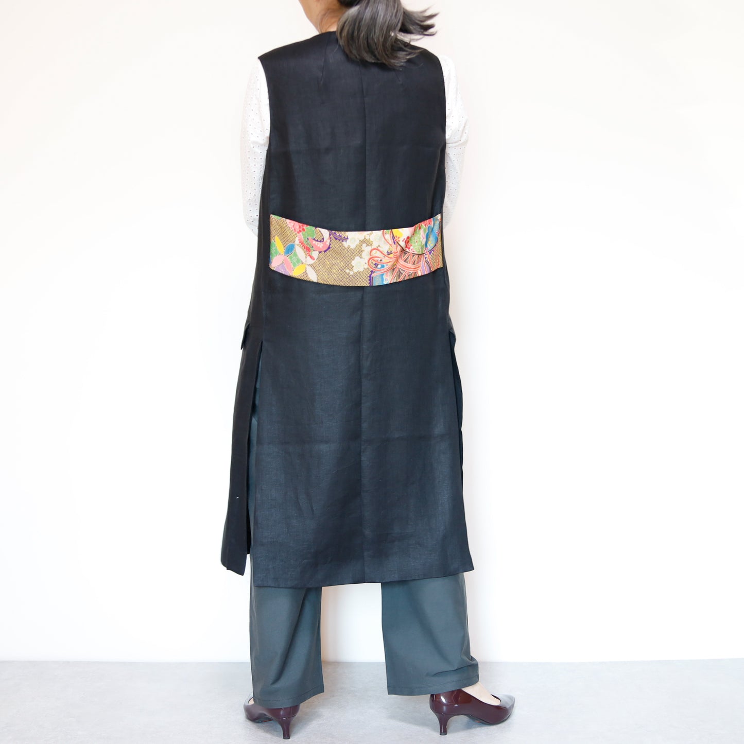 <V01-026> KIMONO Gilet Black