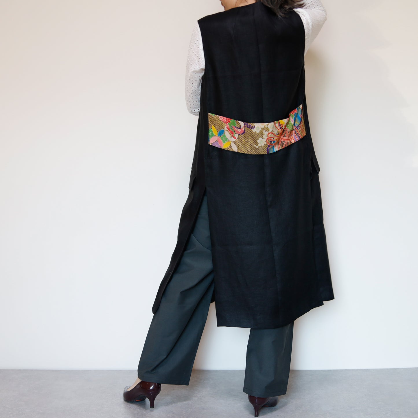 <V01-026> KIMONO Gilet Black