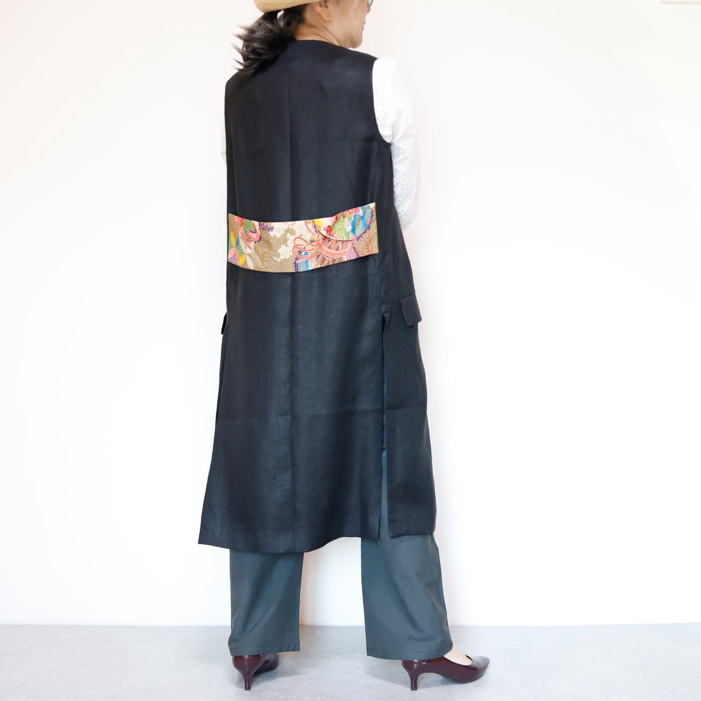 <V01-026> KIMONO Gilet Black