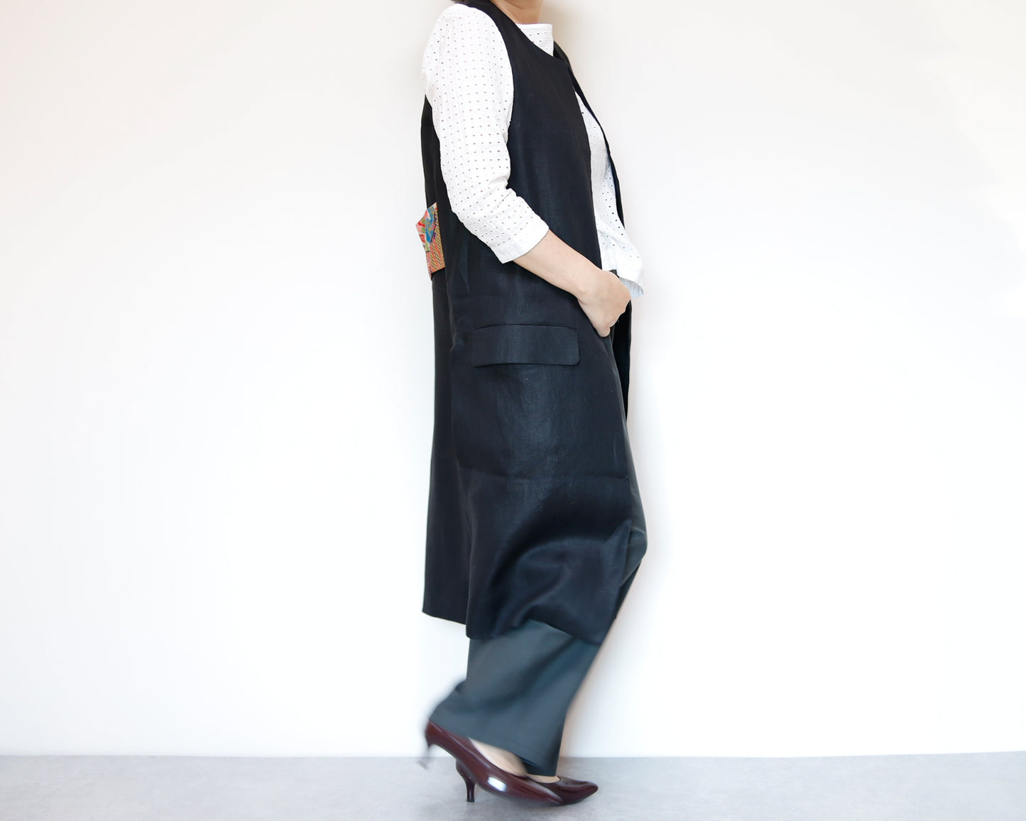 <V01-026> KIMONO Gilet Black