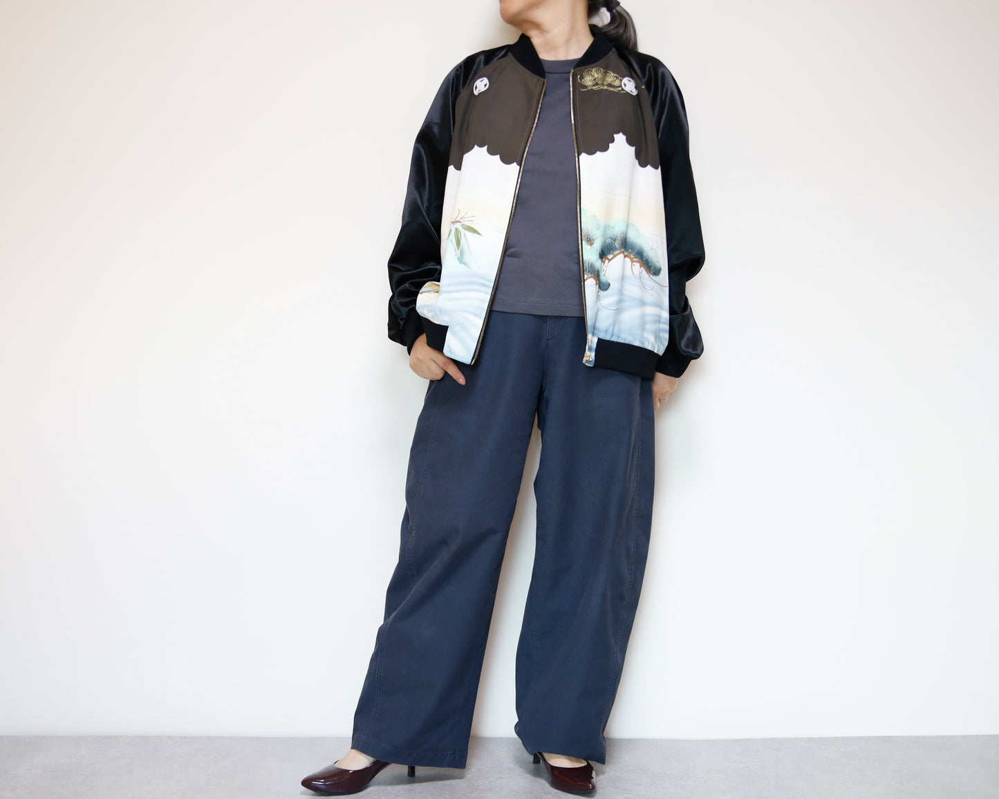 <J09-030> KIMONO BOMBER Jacket  -Mens M  Ladys XL