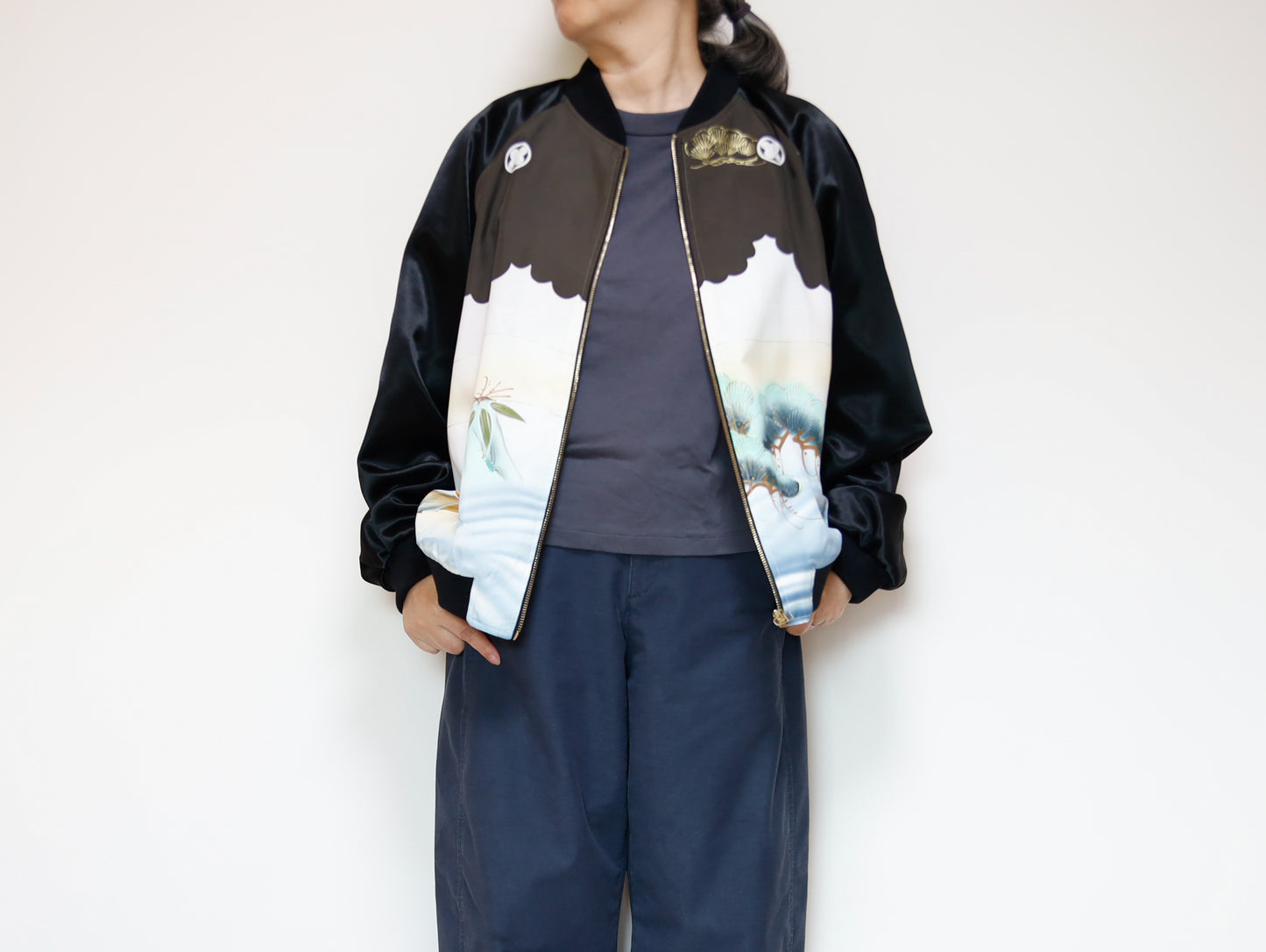 <J09-030> KIMONO BOMBER Jacket  -Mens M  Ladys XL