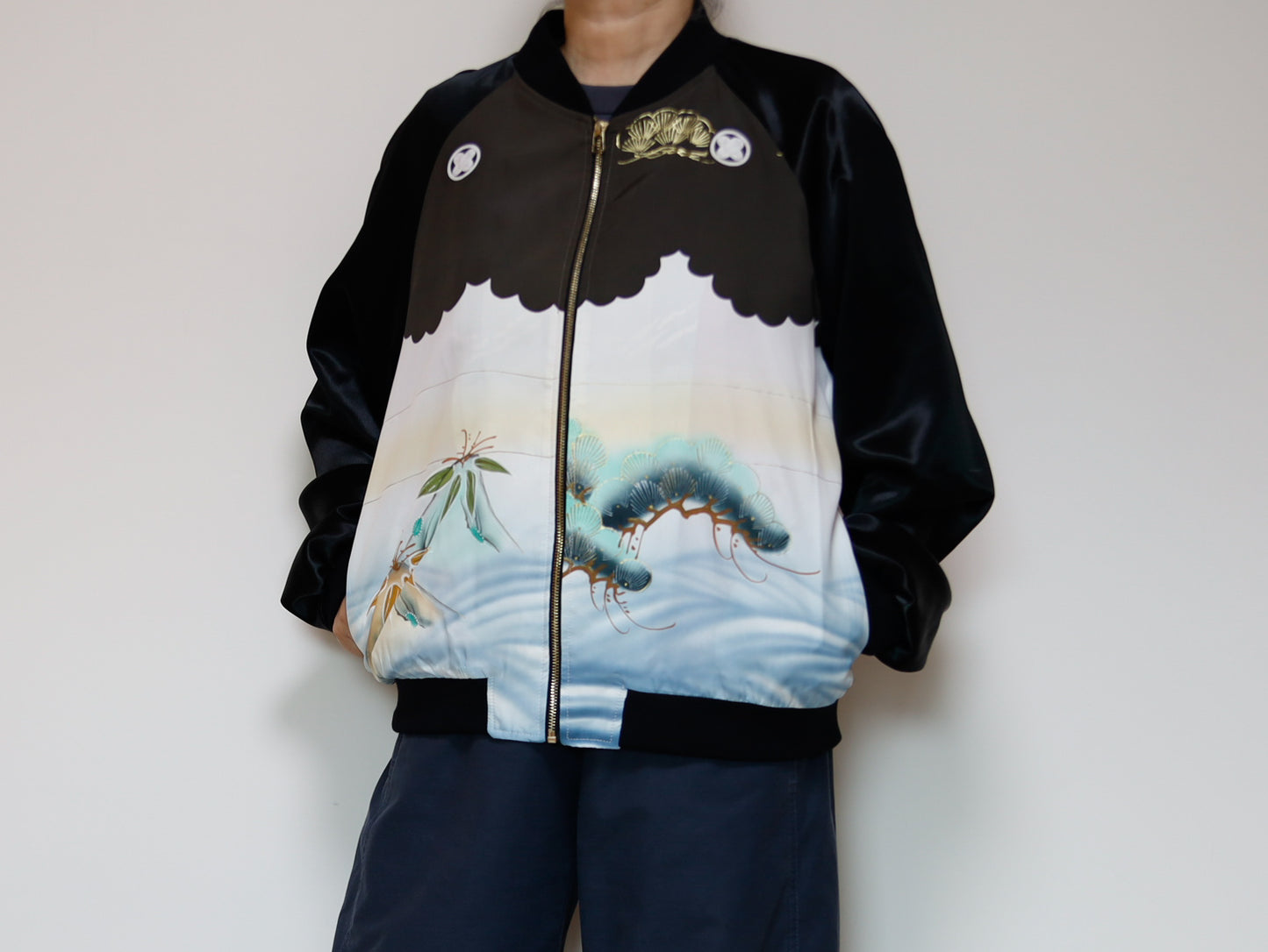 <J09-030> KIMONO BOMBER Jacket  -Mens M  Ladys XL