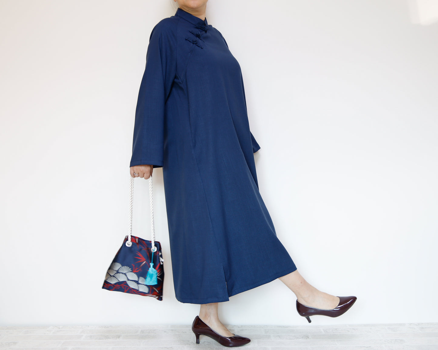 <D25NV> CHINOISERIE DRESS -NAVY